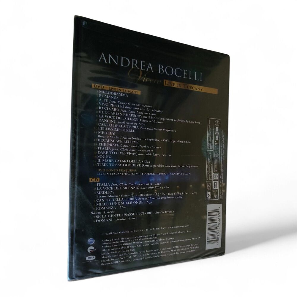 Andrea Bocelli  Vivere Live in Tuscany DVD & CD Brand New Sealed NIB OOP Rare - Picture 4 of 4